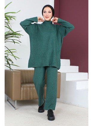 Green - Plus Size Suit - Maymara