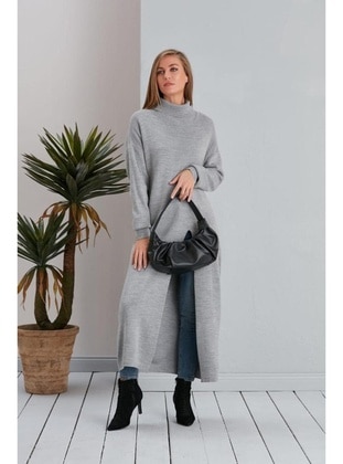 Grey - Knit Dresses - Maymara