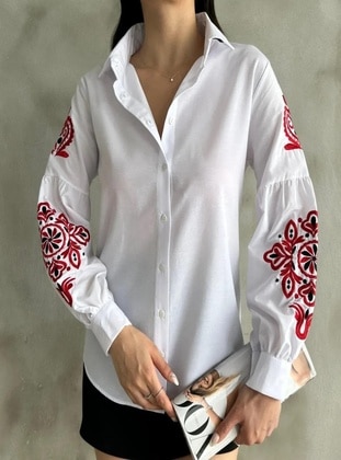 White - Blouses - Maymara