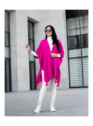 Fuchsia - Knit Poncho - Maymara