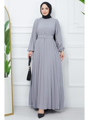 Grey - Modest Dress - Hafsa Mina