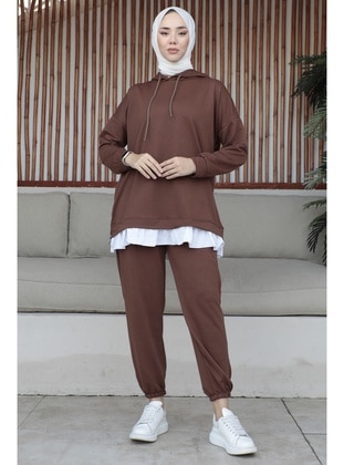 Dark Coffe Brown - Tracksuit Set - InStyle