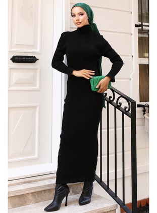 Black - Knit Dresses - Benguen