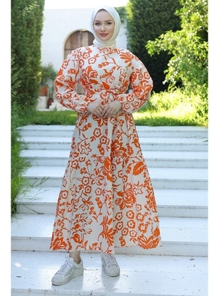 Orange - Modest Dress - Bestenur