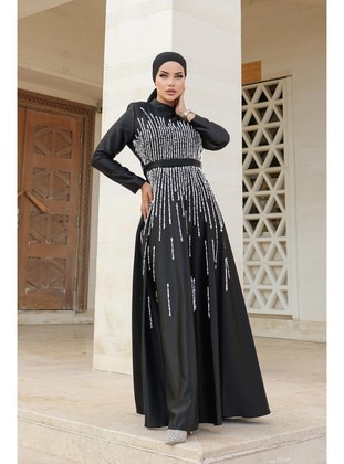 Black - Modest Evening Dress - Hakimoda