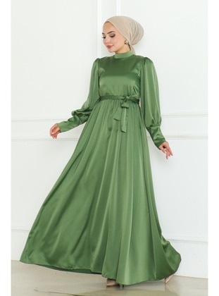 Khaki - Modest Evening Dress - Bestenur