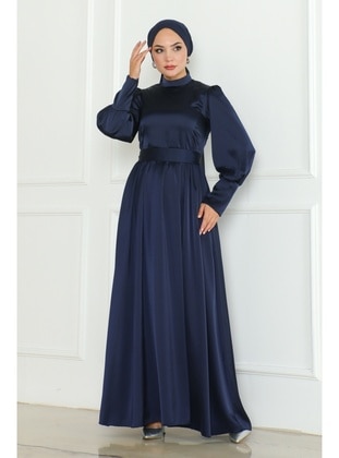 Navy Blue - Modest Evening Dress - Bestenur