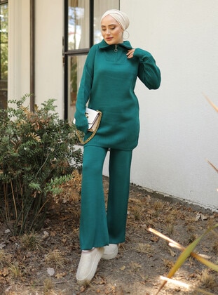 Green - Knit Suits - SAHRA BUTİK