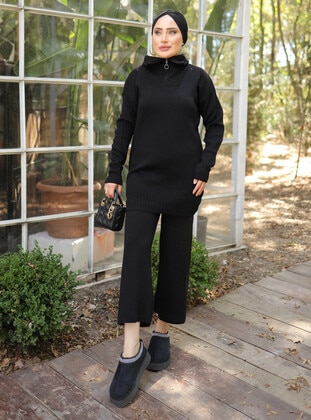 Black - Knit Suits - SAHRA BUTİK