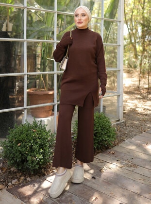 Brown - Knit Suits - SAHRA BUTİK