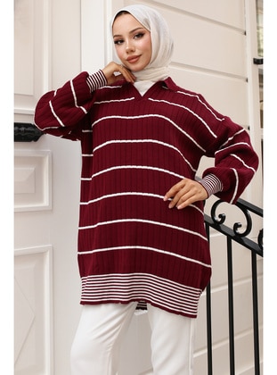 Burgundy - Knit Sweaters - Benguen