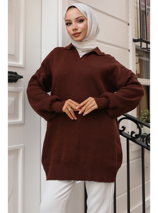 Brown - Knit Sweaters - Benguen