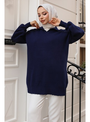 Navy Blue - Knit Sweaters - Benguen