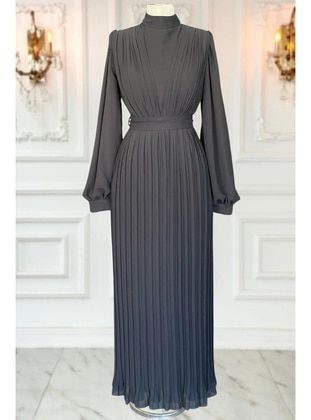 Anthracite Melange - Modest Evening Dress - Amine Hüma