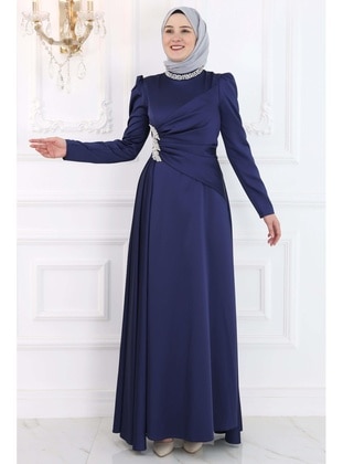 Navy Blue - Modest Evening Dress - Amine Hüma