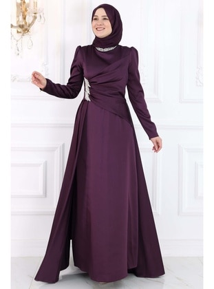 Maroon - Modest Evening Dress - Amine Hüma