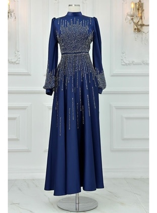 Navy Blue - Modest Evening Dress - Amine Hüma