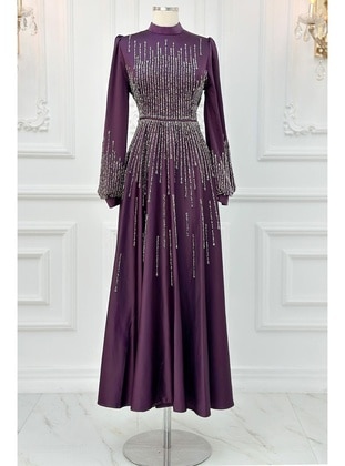 Maroon - Modest Evening Dress - Amine Hüma