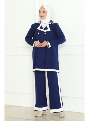 Navy Blue - Knit Suits - Bestenur