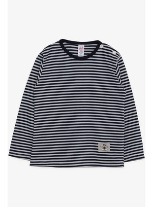 Baby Boy Long Sleeve T-Shirt Striped 9 Months-3 Years - Navy Blue - Breeze Girls&Boy's