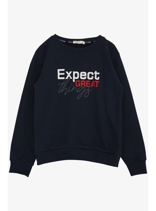 Navy Blue - 350gr - Boys` Sweatshirt - Breeze Girls&Boys