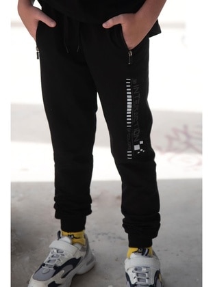 Black - 350gr - Boys` Sweatpants - Breeze Girls&Boys