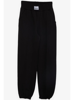 Black - 350gr - Girls` Sweatpants - Breeze Girls&Boys