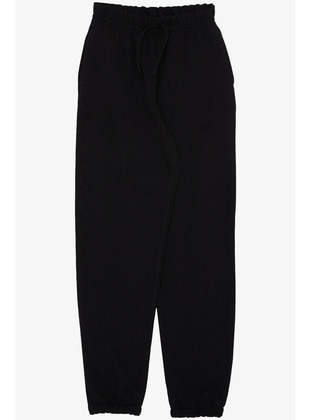 Black - 350gr - Girls` Sweatpants - Breeze Girls&Boys