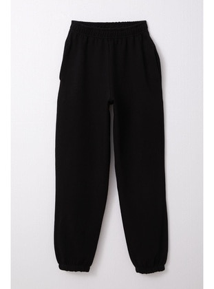 Black - 350gr - Girls` Sweatpants - Breeze Girls&Boys