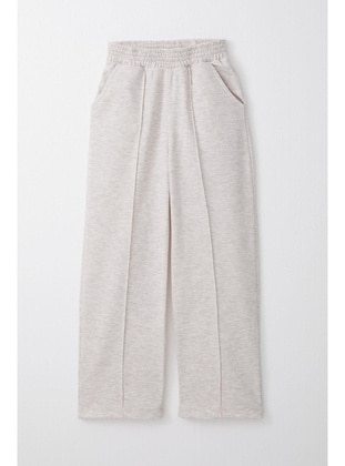 Beige - 350gr - Girls` Sweatpants - Breeze Girls&Boys