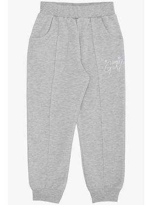 Light Gray - 350gr - Girls` Sweatpants - Breeze Girls&Boys