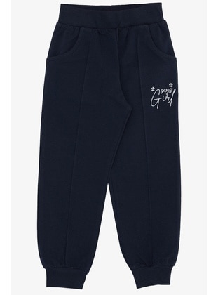 Navy Blue - 350gr - Girls` Sweatpants - Breeze Girls&Boys