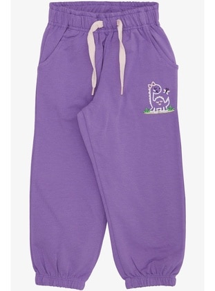 Purple - 350gr - Girls` Sweatpants - Breeze Girls&Boys