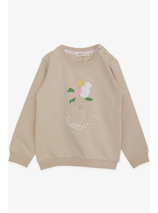 Beige - 300gr - Girls` Sweatshirt - Breeze Girls&Boys