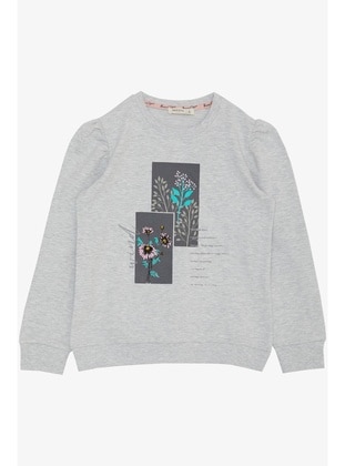 Light Gray - 300gr - Girls` Sweatshirt - Breeze Girls&Boys