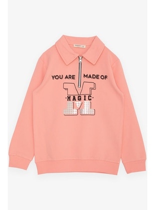 Salmon - 300gr - Girls` Sweatshirt - Breeze Girls&Boys