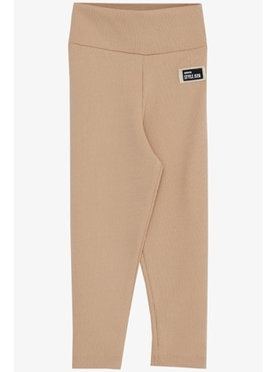 Beige - 200gr - Girls` Pants - Breeze Girls&Boys