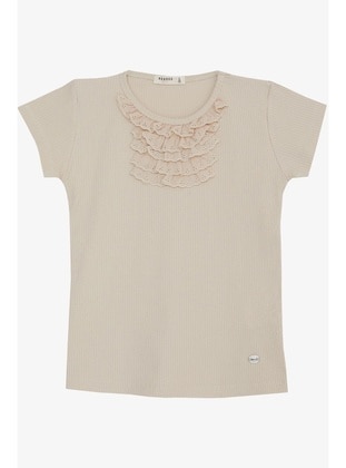 Beige - 150gr - Girls` T-Shirt - Breeze Girls&Boys