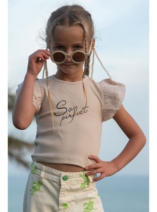 Beige - 150gr - Girls` T-Shirt - Breeze Girls&Boys