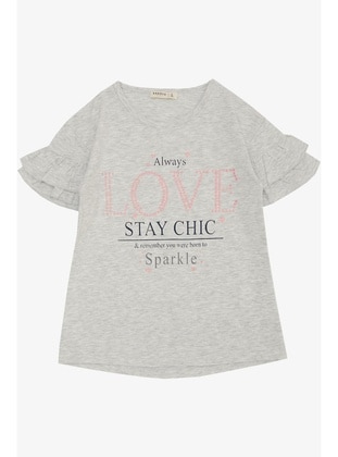 Light Gray - 150gr - Girls` T-Shirt - Breeze Girls&Boys