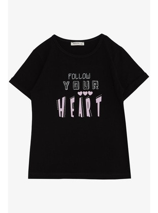 Black - 150gr - Girls` T-Shirt - Breeze Girls&Boys