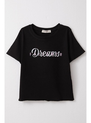 Black - 150gr - Girls` T-Shirt - Breeze Girls&Boys