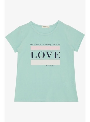 Sea Green - 150gr - Girls` T-Shirt - Breeze Girls&Boys