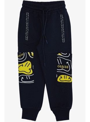 Navy Blue - 350gr - Boys` Sweatpants - Breeze Girls&Boys