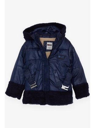 Navy Blue - 300gr - Girls` Coat - Vivline