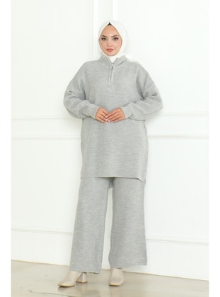 Grey - Knit Suits - Bestenur