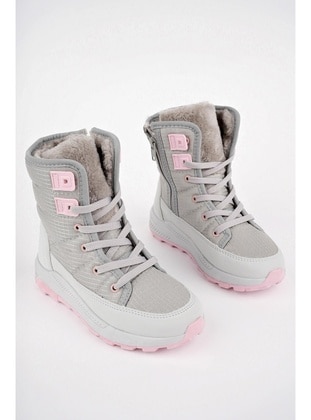 Gray - Pink - Boot - Kids Booties - Muggo