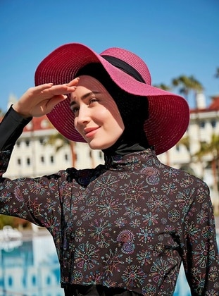 Black - Printed - Burkini - Remsa Mayo