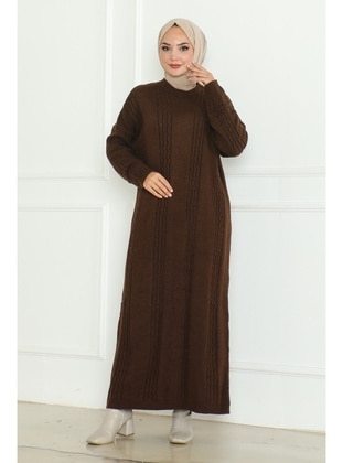 Brown - Knit Dresses - Bestenur