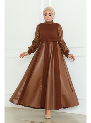 Tan - Modest Dress - Bestenur